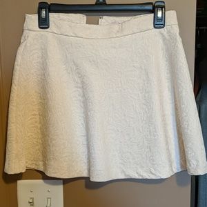 Cream Embroidered Skater Skirt